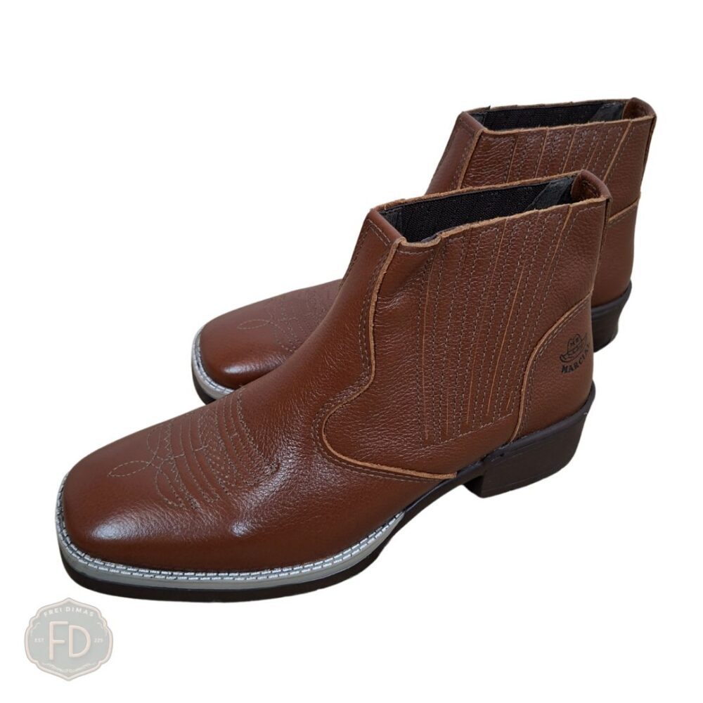 Bota Couro Legítimo Cano Curto-Imagem 5